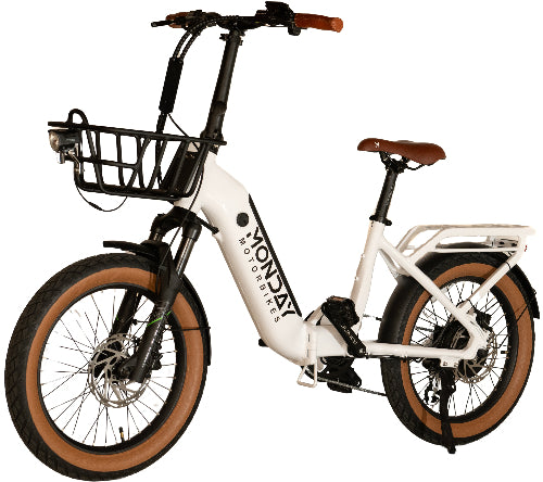 A left-side angled view of the sleek Monday Verano e-bike.
