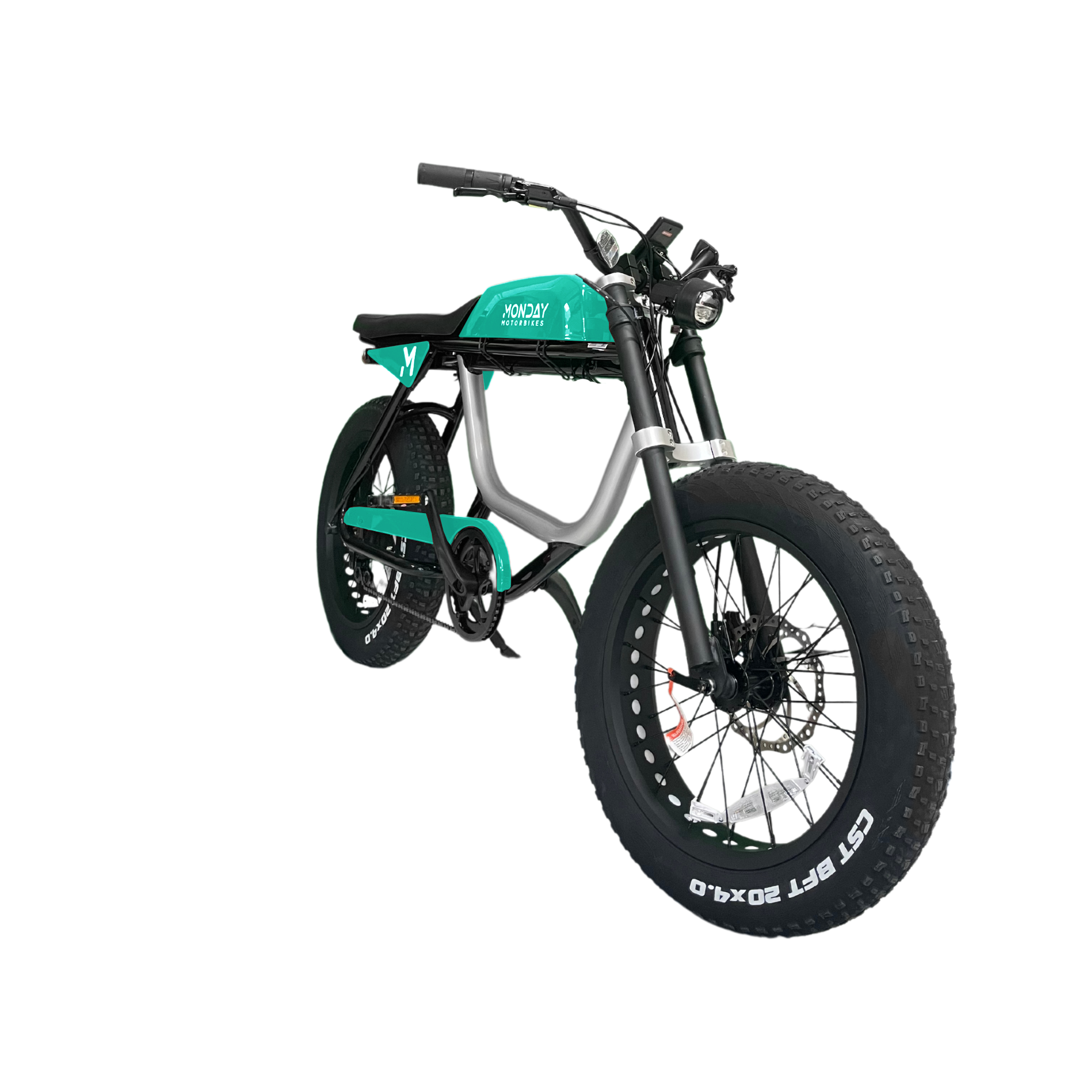 Right-side view of the ANZA 750 electric bike in teal.