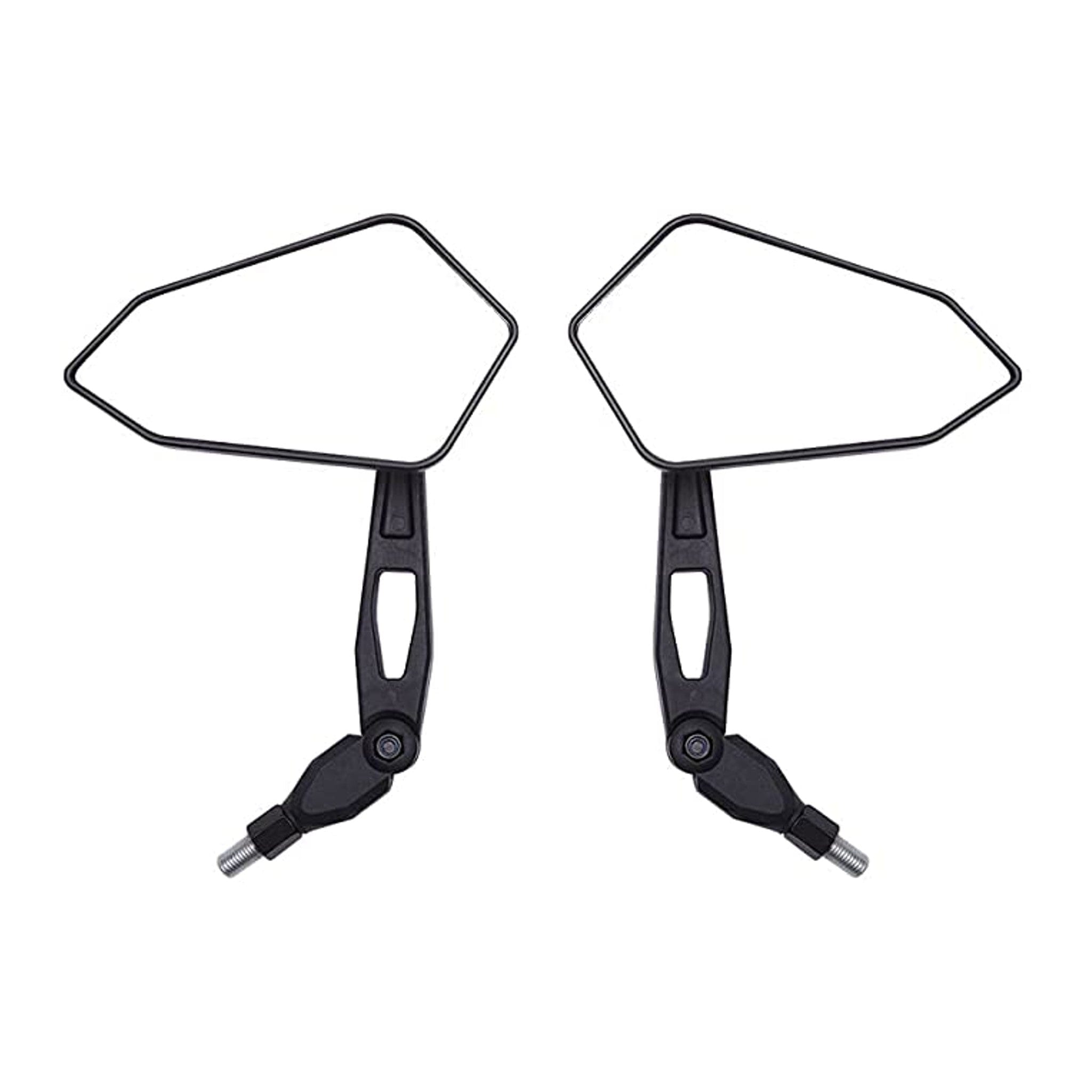 A round bicycle rearview mirror with an adjustable arm for improved visibility and safety.