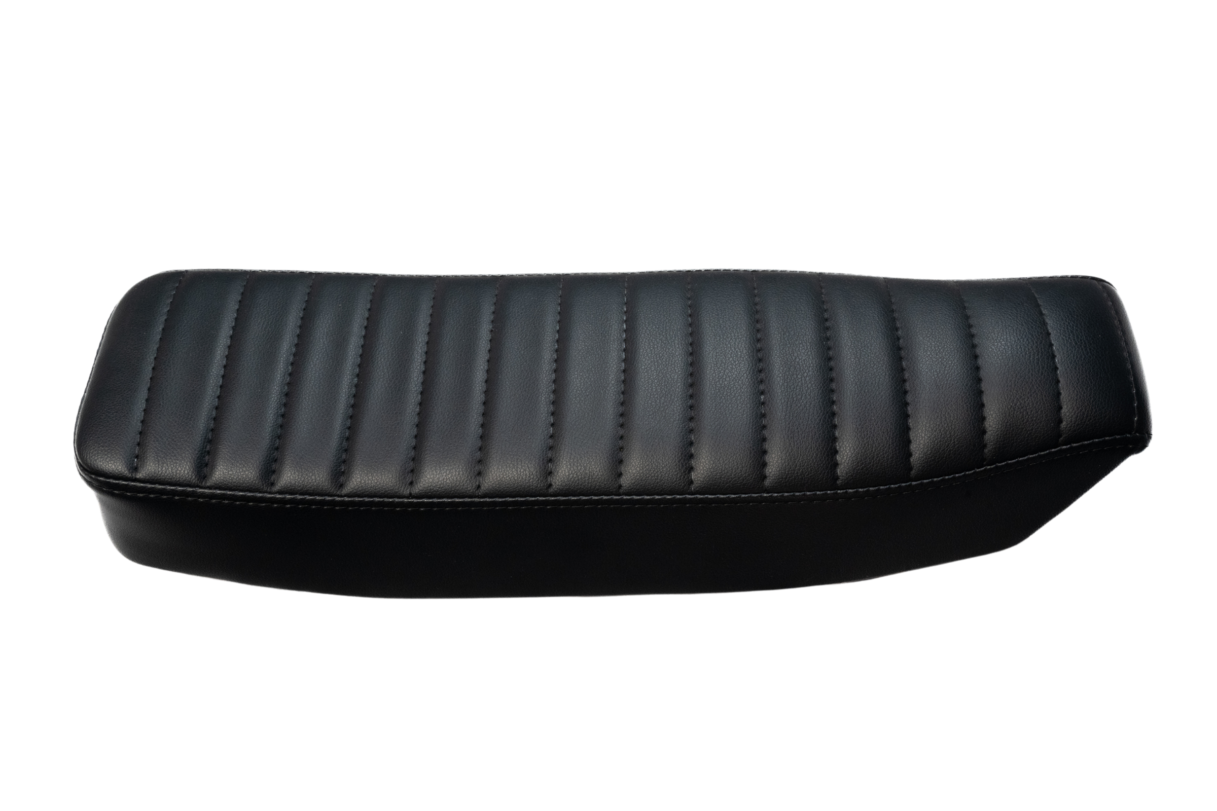 A top-down view of a blank Anza e-bike seat without branding or stitching.
