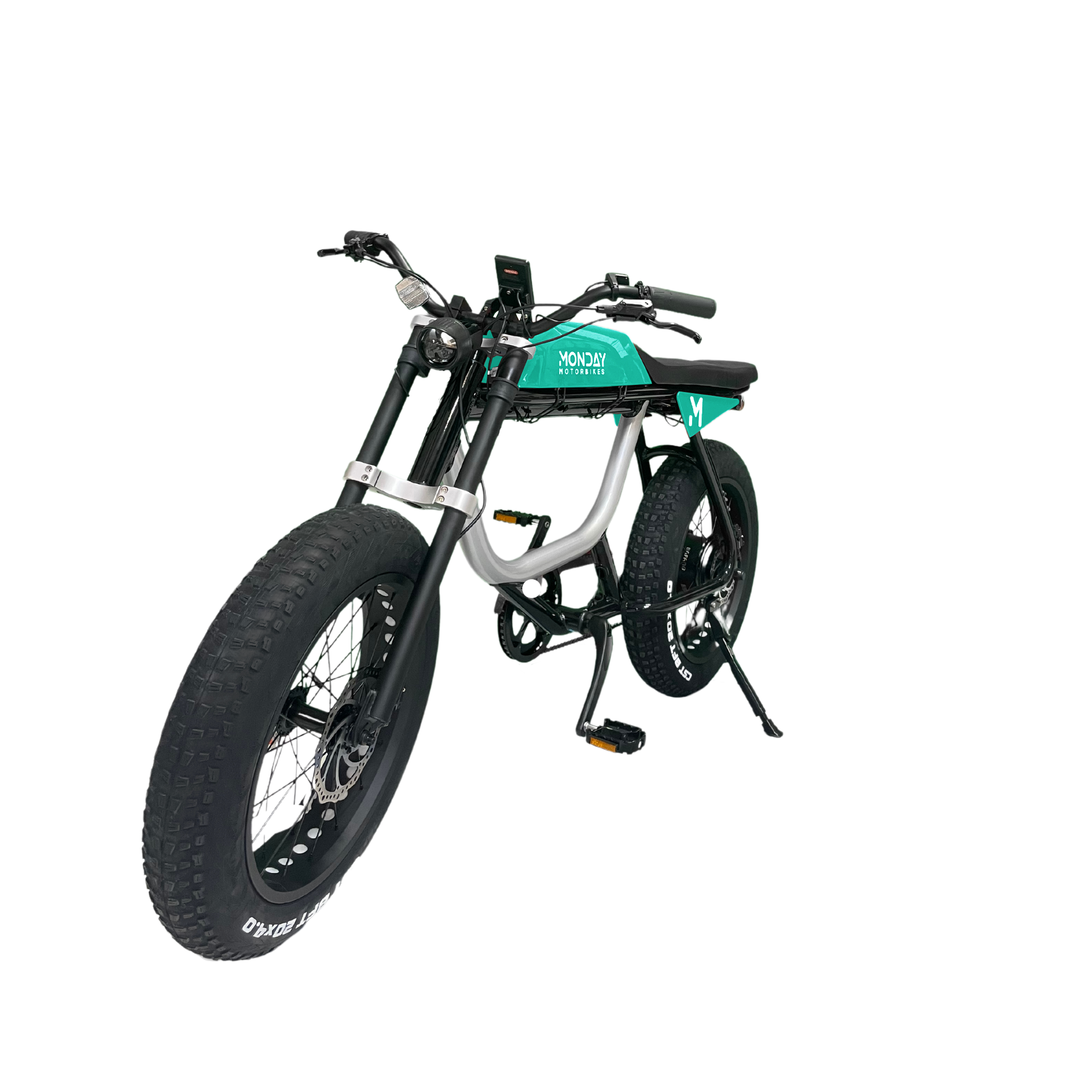 Left-side view of the ANZA 750 electric bike in teal.