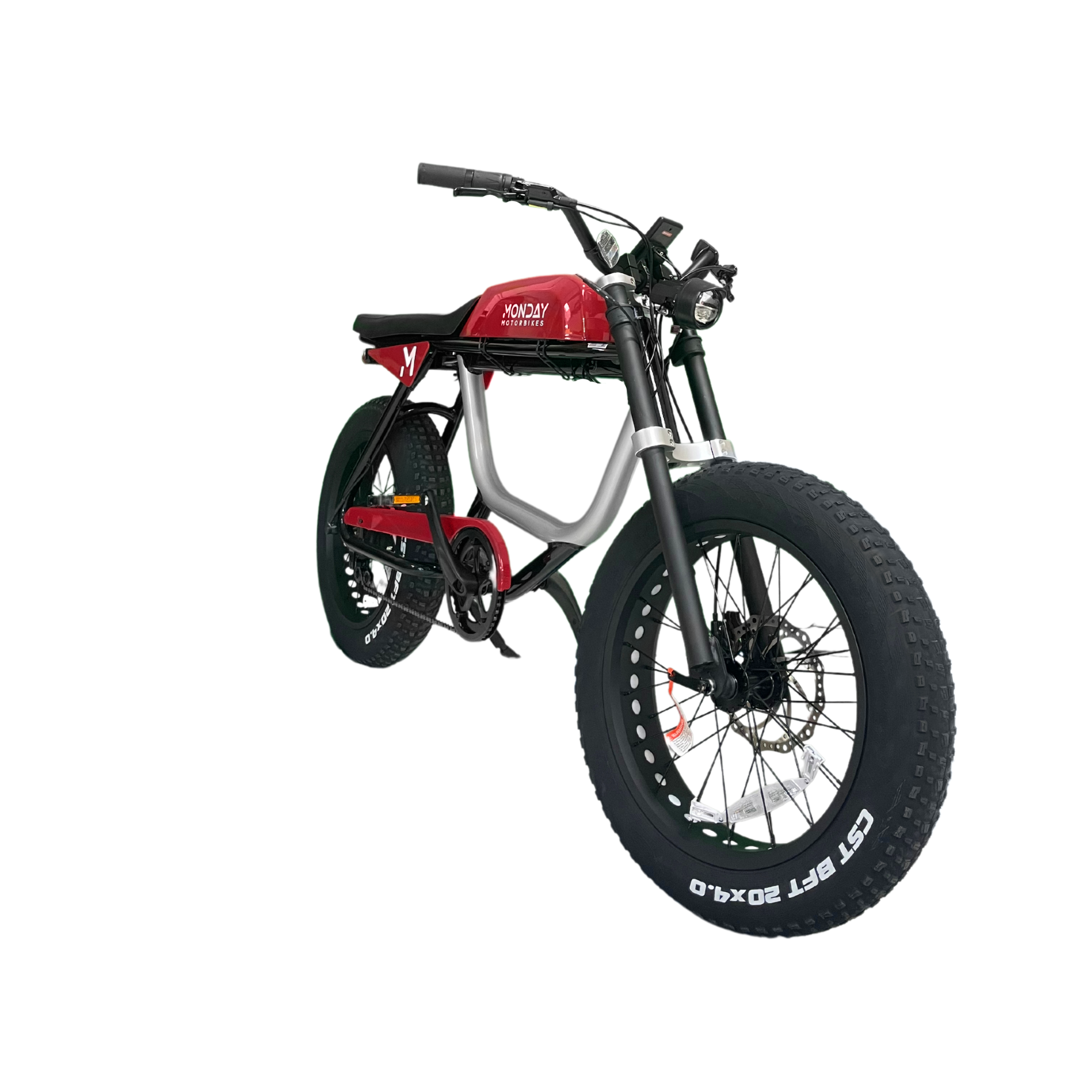 Right-side view of the ANZA 750 electric bike in red.