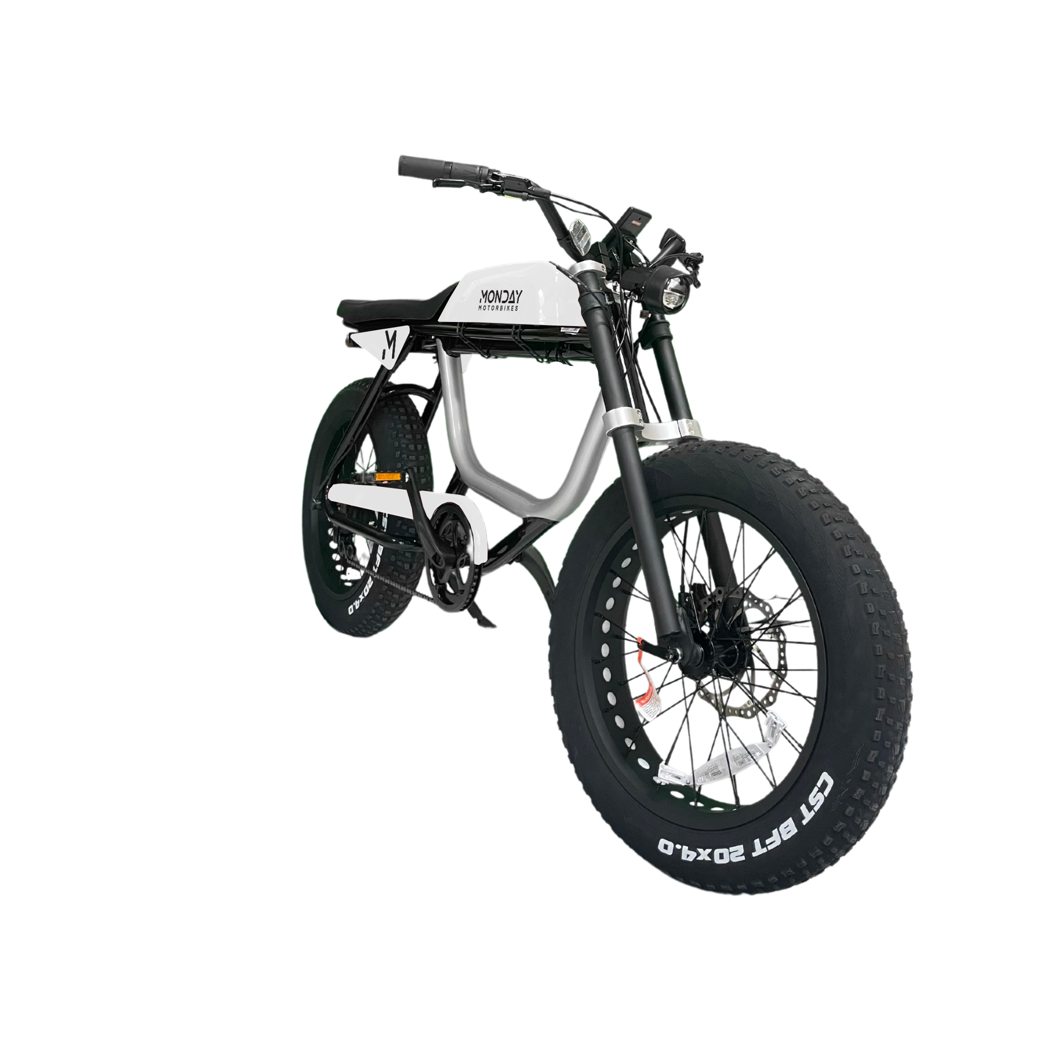Right-side view of the ANZA 750 electric bike in white.