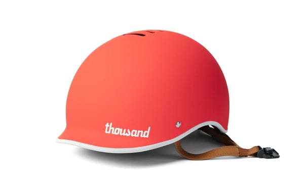 Red bike helmet with a striking and sporty appearance