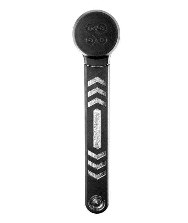 The Kryptonite 685 folding lock in use, demonstrating its ability to secure a bike to a fixed object.
