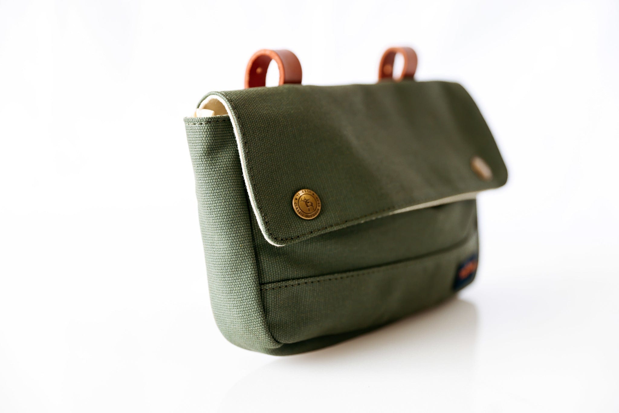 Vintage Canvas Bike Front Fork Tool Bag Motorbike Upgrades Monday Motorbikes Olive Green 